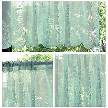 Amazon｜Molaxhome レース花柄カーテン 129.5x40.62cm、刺繍セミ